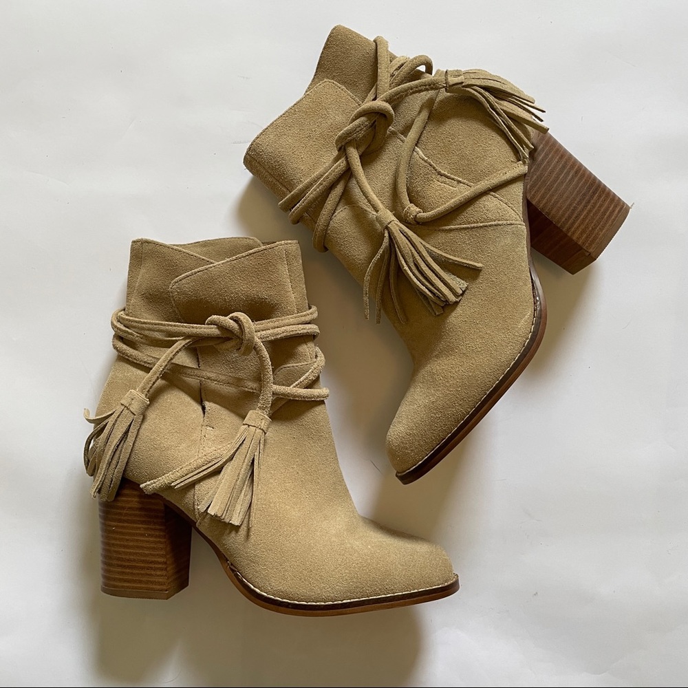 ALDO Suede Tan Tassel Booties